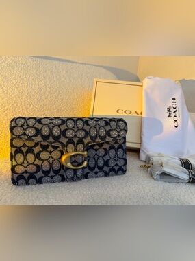 Coach Denim Signature Crystal Jacquard Tabby Shoulder Bag
